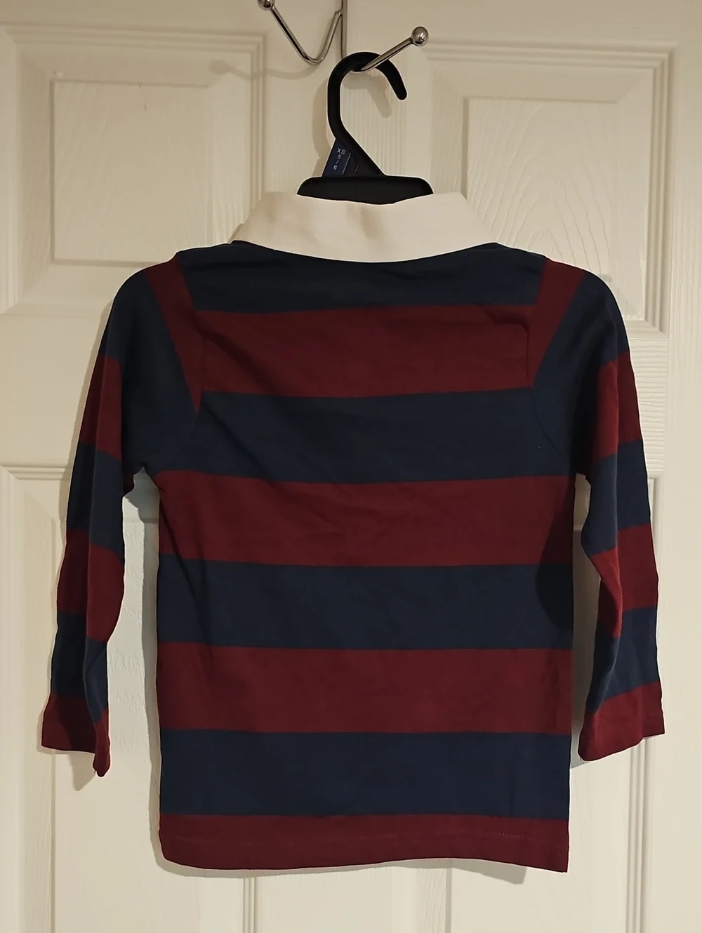 DISTORTION Boys Size 4 Collared Long-Sleeve Striped Shirt, Navy Burgundy New
